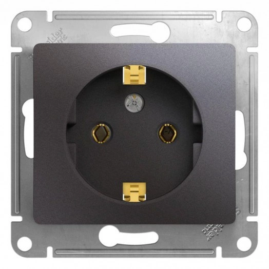 Механизм розетки 1-м СП Glossa 16А IP20 250В с заземл. графит SchE GSL001343