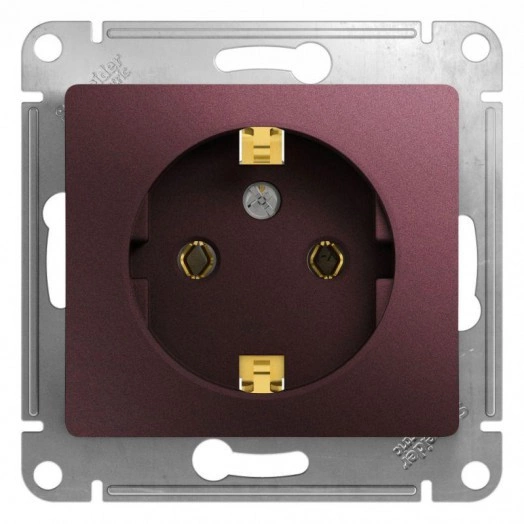 Механизм розетки 1-м СП Glossa 16А IP20 250В с заземл. баклажан. SchE GSL001143