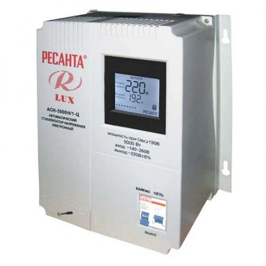Стабилизатор напряжения АСН-5000 Н/1-Ц 1ф 5кВт настен. IP20 Ресанта Lux 63/6/16 Стабилизатор напряжения АСН-5000 Н/1-Ц 1ф 5кВт настен. IP20 Ресанта Lux 63/6/16