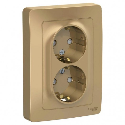 Розетка 2-м СП Blanca 16А IP20 250В с заземл. защ. шторки титан SchE BLNRS001124