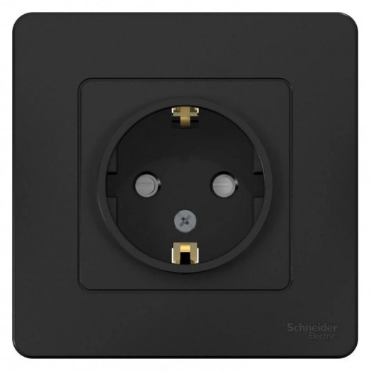 Розетка 1-м СП Blanca 16А IP20 250В с заземл. защ. шторки антрацит SchE BLNRS001116