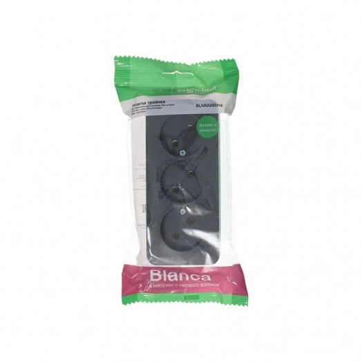 Розетка 3-м ОП Blanca 16А IP20 250В без заземл. без защ. шторок с изолир. пластиной антрацит SchE BLNRA000316