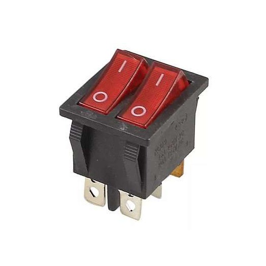 Выключатель клавишный 2-м 250В 15А (6с) ON-OFF красн. с подсветкой (RWB-511 SC-797) Rexant 36-2410