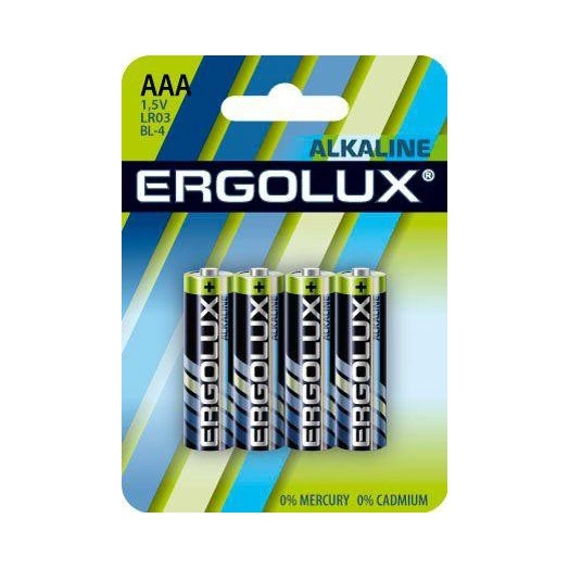 Элемент питания алкалиновый LR03 BL-4 LR03 BL-4 1.5В Alkaline (блист.4шт) Ergolux 11744