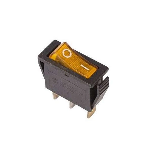 Выключатель клавишный 250В 15А (3с) ON-OFF RWB-404 SC-791 IRS-101-1C желт. с подсветкой Rexant 36-2212