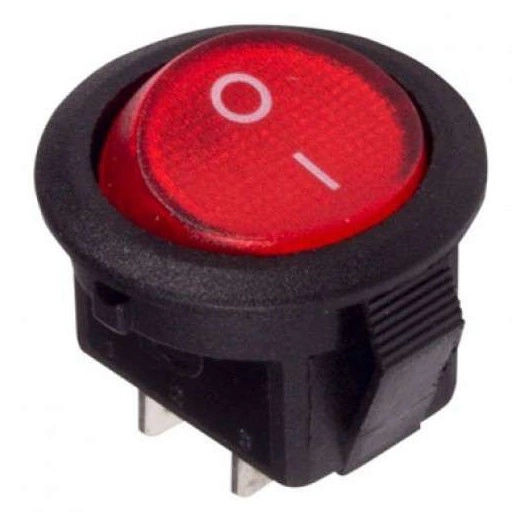 Выключатель клавишный круглый 250В 3А (2с) ON-OFF Micro RWB-105 SC-214 красн. Rexant 36-2511