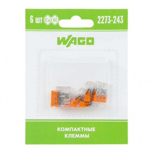 Клемма 3-х проводная для распред. короб. (с контактн. пастой "Alu-Plus") 2273-243 (уп.6шт) WAGO 07-5142-06 Клемма 3-х проводная для распред. короб. (с контактн. пастой "Alu-Plus") 2273-243 (уп.6шт) WAGO 07-5142-06