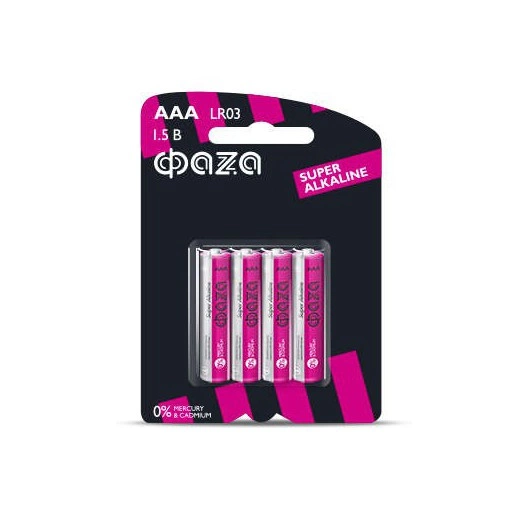 Элемент питания алкалиновый LR03 Super Alkaline BL-4 (уп.4шт) ФАZА 5000254