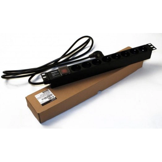 Блок розеток SHE19-8SH-S-2.5EU горизонт. 8 розеток Schuko выкл. 16А шнур 2.5м Hyperline 397034