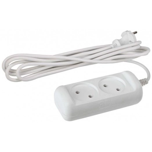 Удлинитель 2х1.5м без зазeмл. 10А IP20 U-2-1.5m ПВС 2х1 ЭРА Б0028359