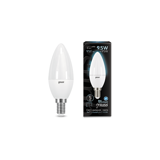 Лампа светодиодная Black Candle 9.5Вт свеча 4100К нейтр. бел. E14 GAUSS 103101210