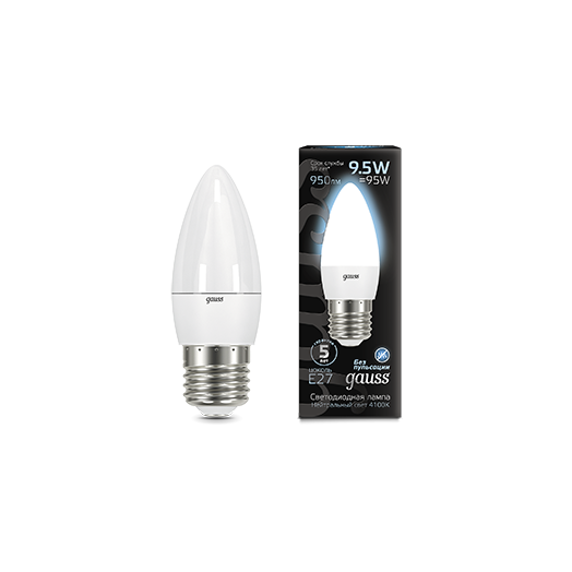 Лампа светодиодная Black Candle 9.5Вт свеча 4100К нейтр. бел. E27 GAUSS 103102210