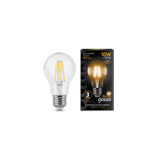 Лампа светодиодная филаментная Black Filament 10Вт A60 2700К E27 Gauss 102802110