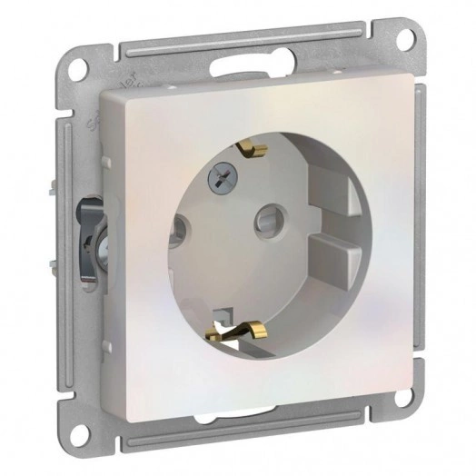 Механизм розетки 1-м СП AtlasDesign 16А IP20 с заземл. защ. шторки жемчуж. SchE ATN000445