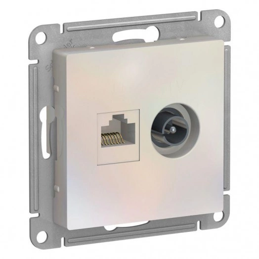 Механизм розетки компьютерной + TV 2-м AtlasDesign RJ45 кат.5E + TV жемчуж. SchE ATN000489