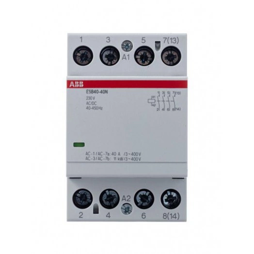Контактор ESB40-40N-06 модульный (40А АС-1 4НО) катушка 230В AC/DC ABB 1SAE341111R0640