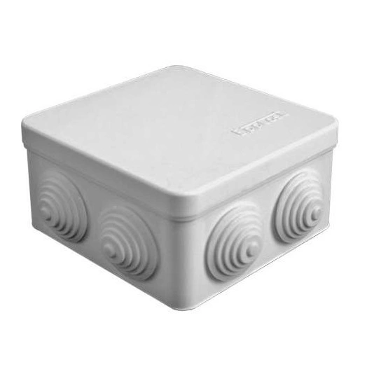 Коробка распределительная ОП 105х105х56мм IP54 7 выходов 4 гермоввода крышка защелкивающаяся сер. Epplast 100012