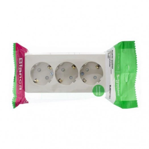 Розетка 3-м ОП Blanca 16А IP20 250В с заземл. защ. шторки с изолир. пластиной беж. SchE BLNRA011317