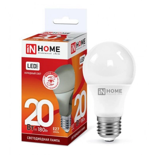 Лампа светодиодная LED-A60-VC 20Вт 230В E27 6500К 1800лм IN HOME 4690612020310