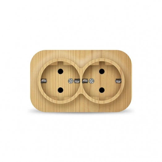 Розетка 2-м ОП 16А IP20 с заземл. сосна IONICH 1439