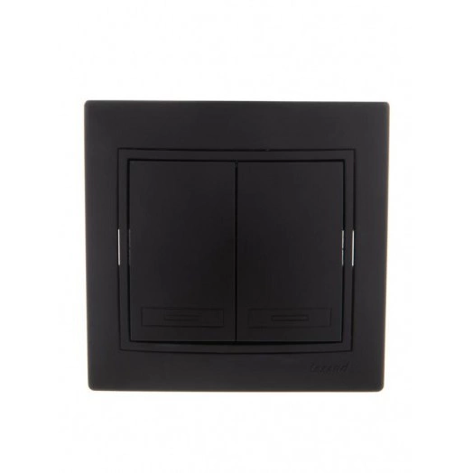Выключатель 2-кл. 1п СП Mira 10А IP20 со вставкой черн. бархат LEZARD 701-4242-101