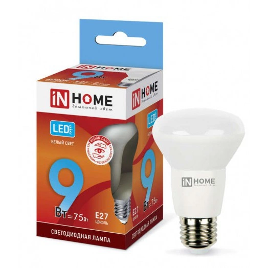 Лампа светодиодная LED-R63-VC 9Вт 4000К нейтр. бел. E27 810лм 230В IN HOME 4690612024325