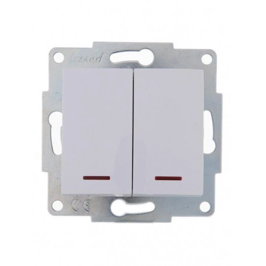 Механизм выключателя 2-кл. 1п СП Karina 10А IP20 с подсветкой бел. LEZARD 707-0288-112