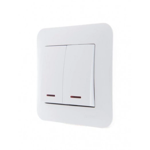 Механизм выключателя 2-кл. 1п СП Karina 10А IP20 с подсветкой бел. LEZARD 707-0288-112