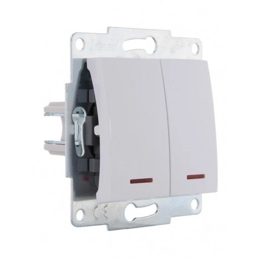 Механизм выключателя 2-кл. 1п СП Karina 10А IP20 с подсветкой бел. LEZARD 707-0288-112