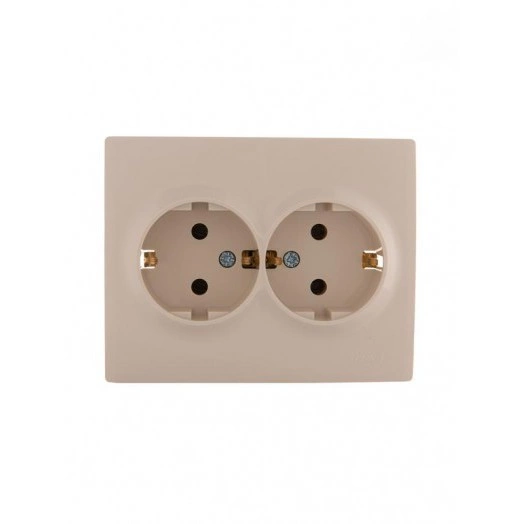 Розетка 2-м СП Karina с заземл. термопласт крем. LEZARD 707-0300-127B