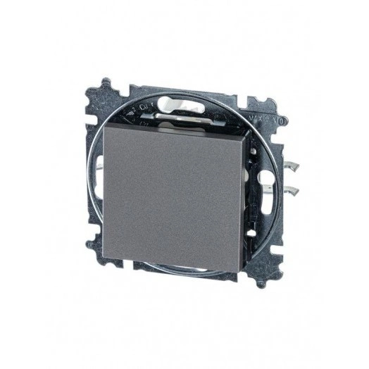 Выключатель 1-кл. СП Levit IP20 сталь/дым. черн. ABB 2CHH590145A6069