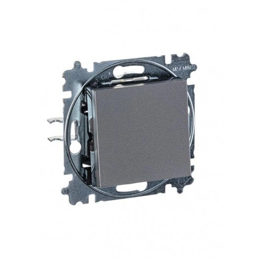 Выключатель 1-кл. СП Levit IP20 сталь/дым. черн. ABB 2CHH590145A6069