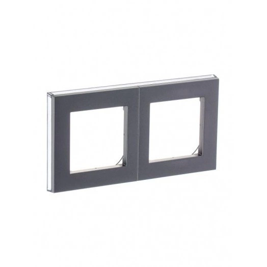 Рамка Levit 2п сталь/дым. черн. ABB 2CHH015020A6069