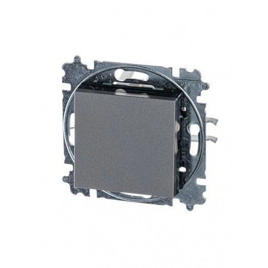 Переключатель 1-кл. СП Levit IP20 сталь/дым. черн. ABB 2CHH590645A6069