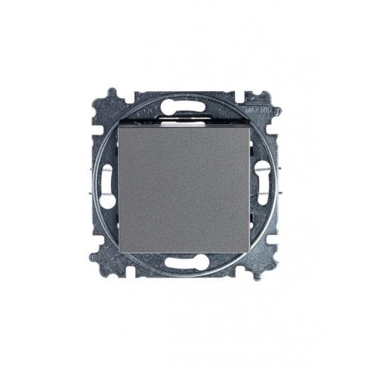 Переключатель 1-кл. СП Levit IP20 сталь/дым. черн. ABB 2CHH590645A6069