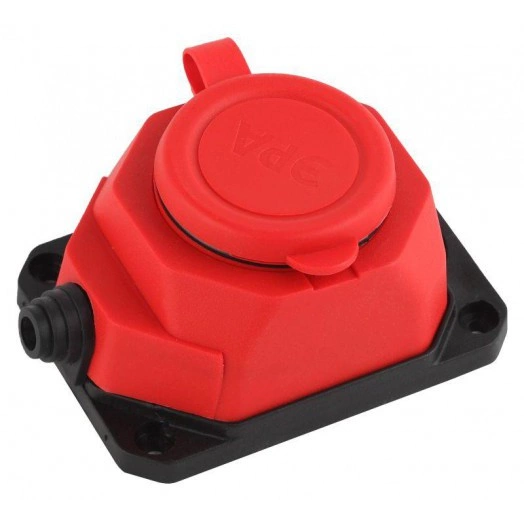 Колодка 1-м с заземл. 16А IP44 K-1e-RED-IP44 каучук красн. Эра Б0044550