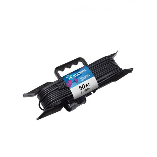 Удлинитель-шнур на рамке 1х50м 6А ПВС 2х0.75 Космос YPKsm50m-1g(6A)