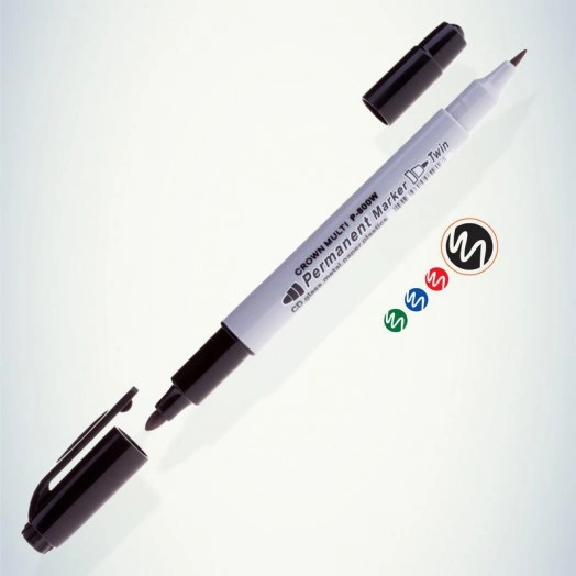 Маркер перманентный двухсторонний "Multi Marker Twin" пулевидный 2мм/1мм черн. Crown Б0048242 Маркер перманентный двухсторонний "Multi Marker Twin" пулевидный 2мм/1мм черн. Crown Б0048242