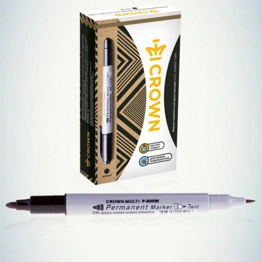 Маркер перманентный двухсторонний "Multi Marker Twin" пулевидный 2мм/1мм черн. Crown Б0048242 Маркер перманентный двухсторонний "Multi Marker Twin" пулевидный 2мм/1мм черн. Crown Б0048242