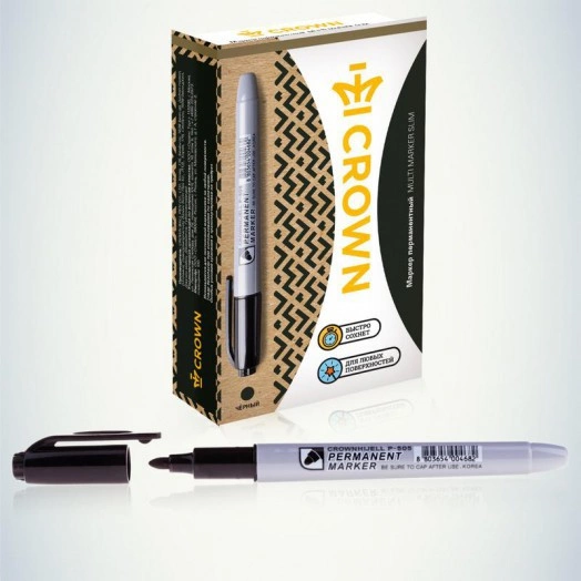 Маркер перманентный "Multi Marker Slim" пулевидный 2мм черн. Crown Б0048243 Маркер перманентный "Multi Marker Slim" пулевидный 2мм черн. Crown Б0048243
