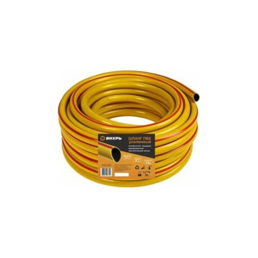 Шланг поливочный ПВХ усиленный пищевой трехслойн. армир. 3/4 50м желт. Вихрь 73/7/2/5