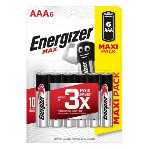 Элемент питания алкалиновый MAX LR03/286 BL6 (блист.6шт) Energizer E301532701