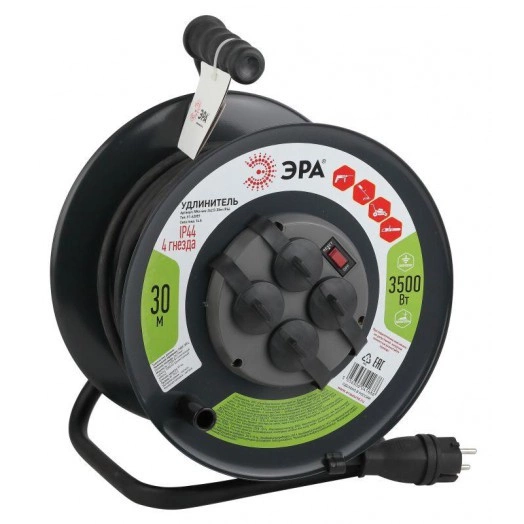 Удлинитель силовой RMx-4es-3x2.5-30m-IP44(KG) на метал. катушке с/з 4гнезда 30м КГ 3х2.5 Эра Б0043058