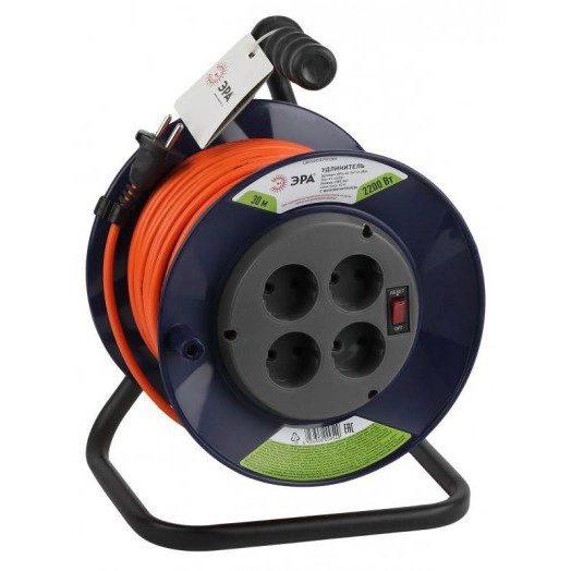 Удлинитель силовой RPx-4s-2x1.0-30m на пластик. катушке б/з 4гнезда 30м ПВС 2х1 Эра Б0046843