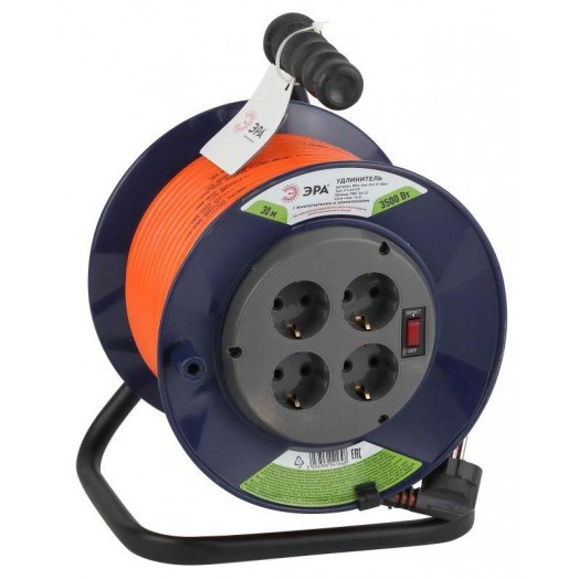 Удлинитель силовой RPx-4es-3x1.5-30m на п. катушке c/з 4 гн 30м ПВС 3х1.5 ЭРА Б0043056