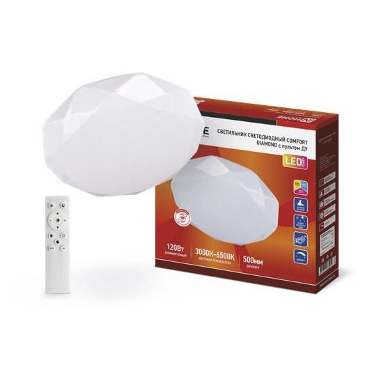 Светильник светодиодный COMFORT DIAMOND 120Вт 230В 3000-6500К 9600лм 500х80мм с пультом ДУ IN HOME 4690612035055