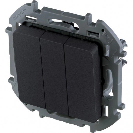 Механизм выключателя 3-кл. Inspiria 20А IP20 250В 10AX антрацит Leg 673643