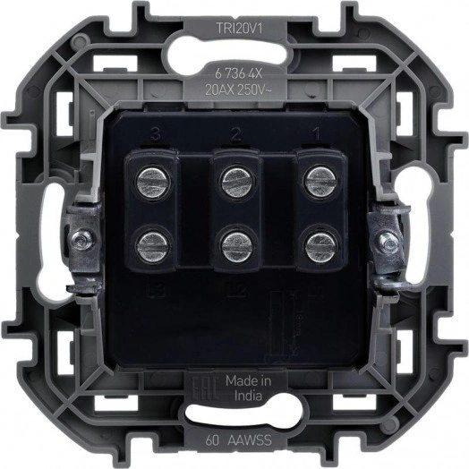 Механизм выключателя 3-кл. Inspiria 20А IP20 250В 10AX сл. кость Leg 673641