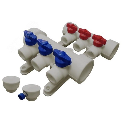 Коллекторная группа 40х20 на 3 выхода (4/1) СЕРАЯ