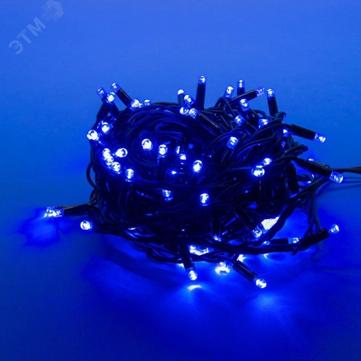 Гирлянда светодиодная с эффектом мерцания 10м Соединяемая 120 светодиодов Синий свет Провод черный ULD-S1000-120/TBK BLUE IP67